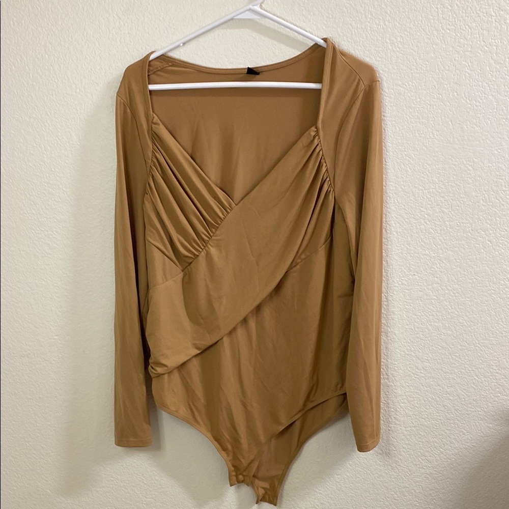 SHEIN Camel Draped Long‎ Sleeve Bodysuit - Great base for Halloween Lion! IMO